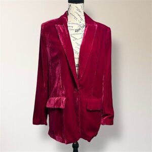 Endless Rose S Fuchsia Velvet Jacket Blazer One Button Pockets Evening Cocktail